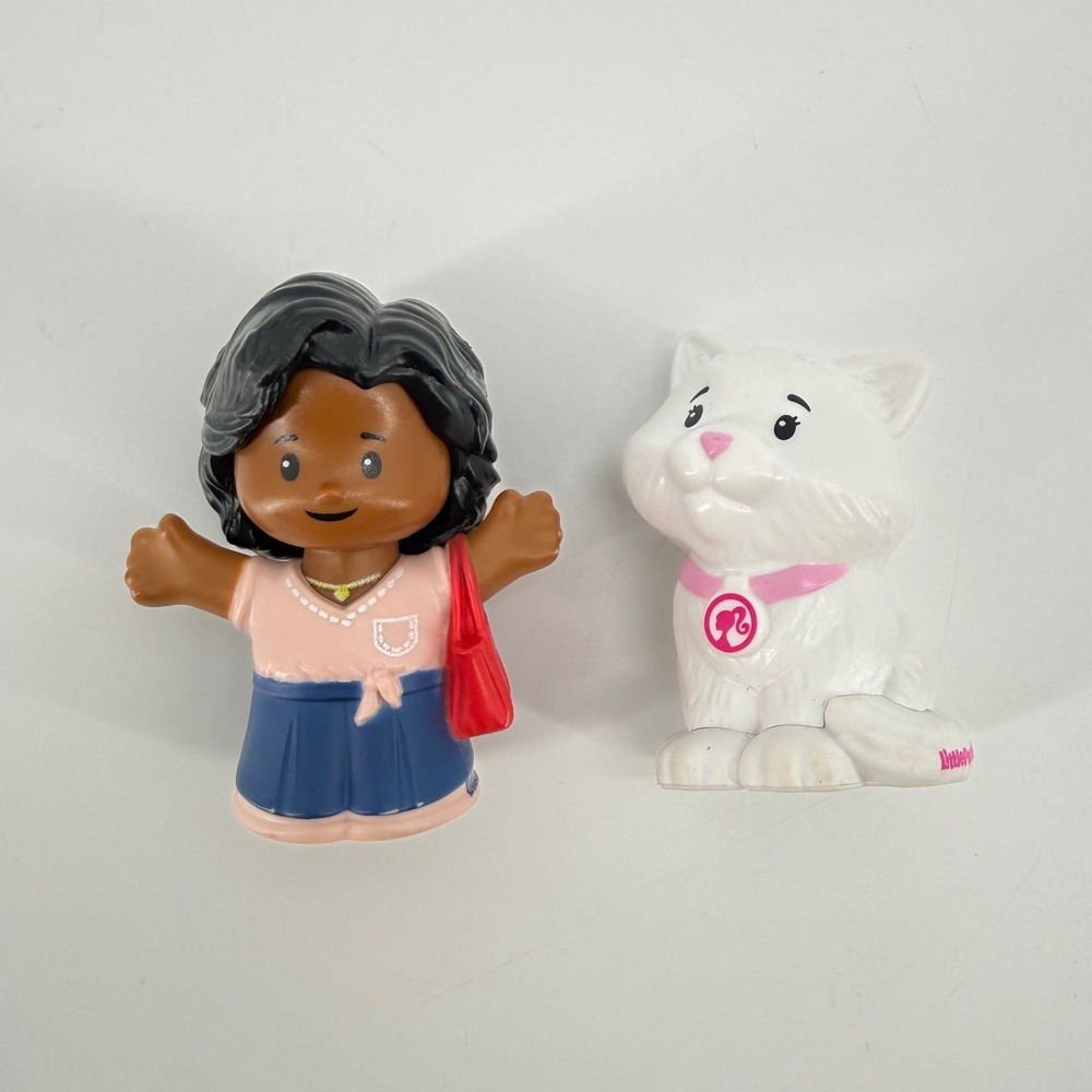 Fisher-Price Little People Figures Mom with Red Bag and Barbie White Cat 2023